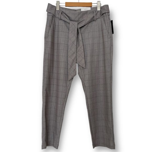 NWT Liverpool Women's trousers with Self Belt Taupe Grey Mauve Windowpane Plaid - Picture 4 of 14